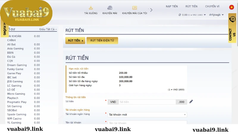 Rút tiền vuabai9